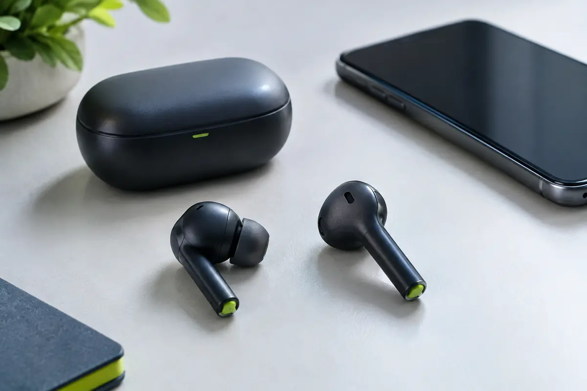 Écouteurs intra-auriculaires à embouts et modèle semi-ouvert présentés côte à côte sur une table