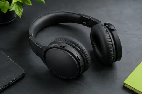Casque audio noir pliable BERIBES avec arceau réglable et coussinets supra-auriculaires