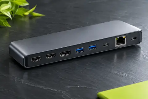 Station d’accueil USB-C Selore avec deux HDMI, DisplayPort, ports USB, Ethernet et alimentation PD