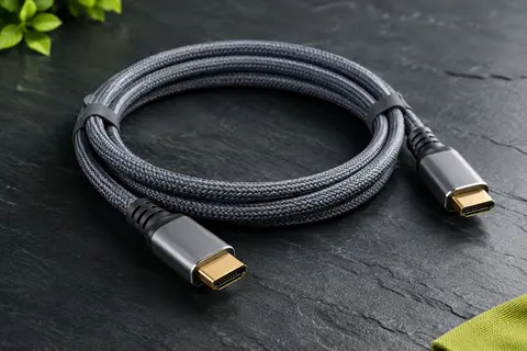 Câble HDMI gris de 2 m avec gaine en nylon tressé et connecteurs HDMI mâles plaqués or