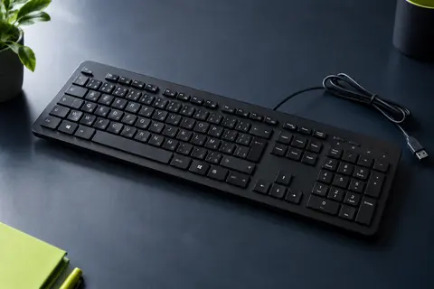 Clavier filaire noir Trust Taro au format complet, avec touches plates AZERTY et pavé numérique