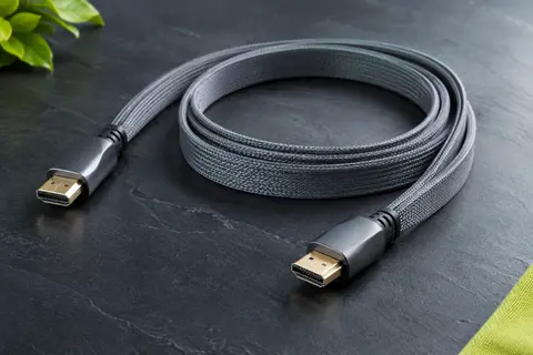 Câble HDMI plat Ubluker gris sidéral de 2 m avec gaine en nylon et deux connecteurs HDMI