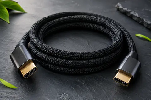 Câble HDMI noir UGREEN de 2 m à gaine tressée, présenté avec ses deux connecteurs mâles.