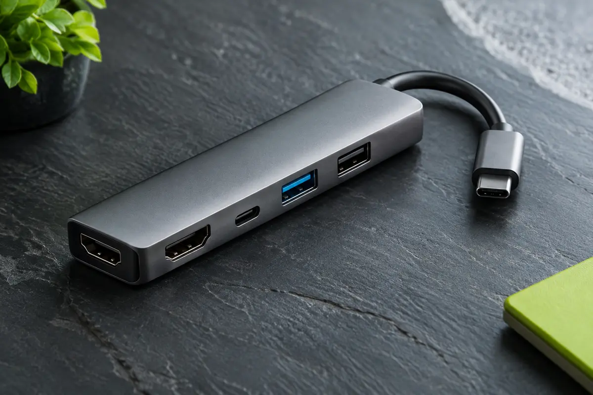 Hub USB C UGREEN gris en aluminium avec sorties HDMI, USB et port de charge PD